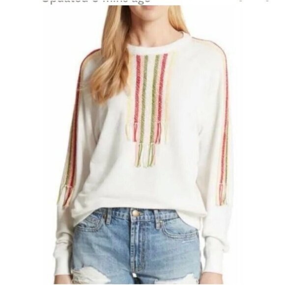 The Great rainbow tassel crewneck sweatshirt women’s XS - Picture 1 of 9